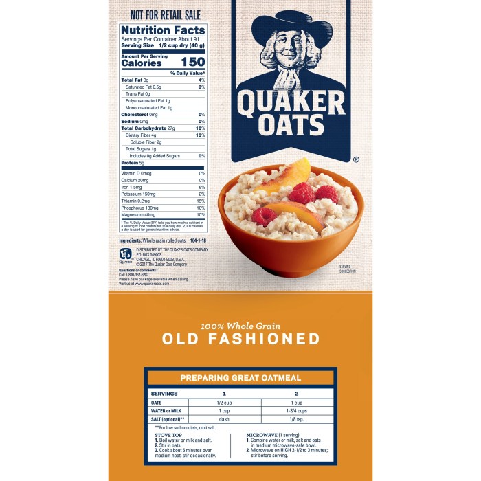 Quaker oats nutrition facts