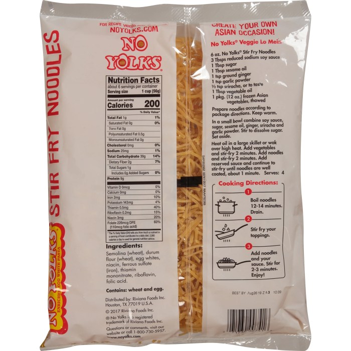 Egg noodles nutrition facts