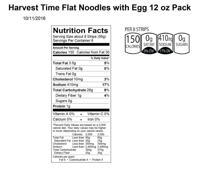 Egg noodles nutrition facts