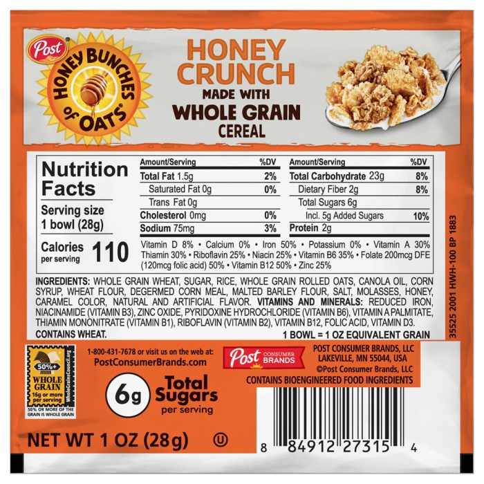 Honey bunches of oats nutrition facts