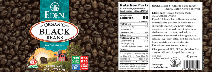 Black bean can nutrition facts